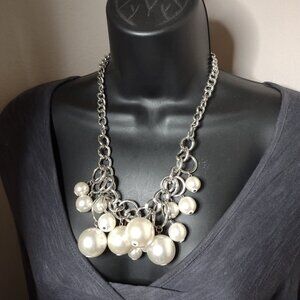 21 Inch Large Faux Pearl Beaded Necklace